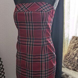 TOMMY HILFIGER Strapless Plaid Dress